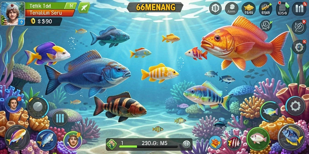 Screenshot gameplay menampilkan aksi tembak ikan yang seru.