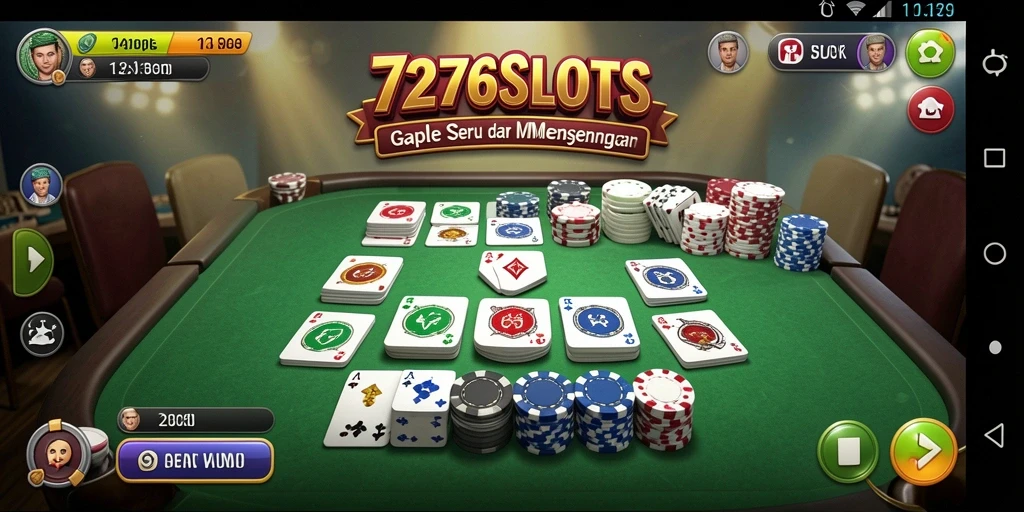 Tampilan menarik dan seru dari gameplay Gaple di 7276SLOTS.