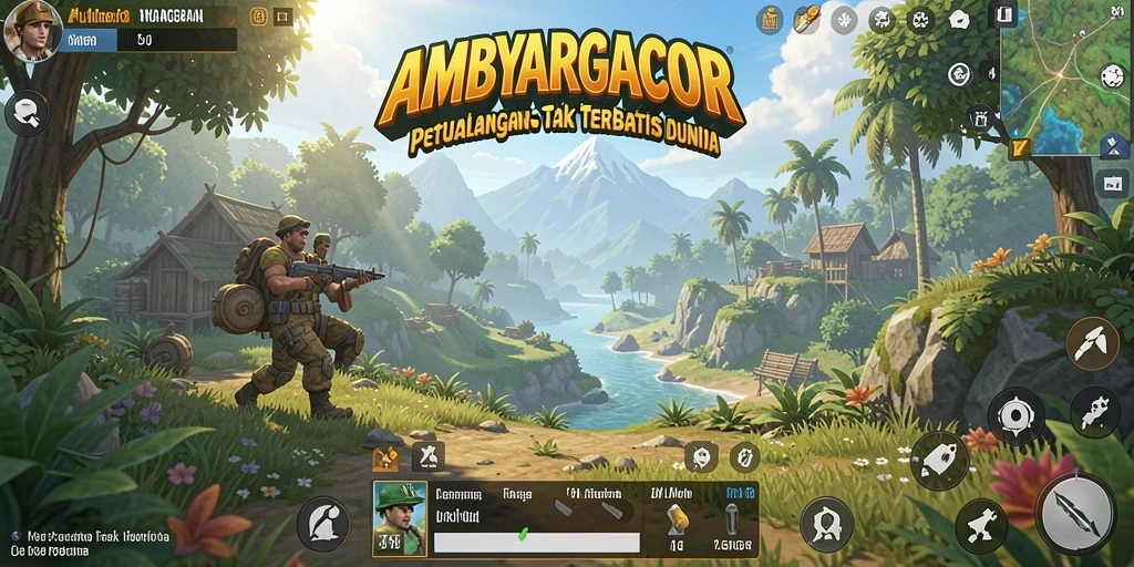 Tampilan gameplay AMBYARGACOR dalam dunia terbuka yang luas dan memukau.