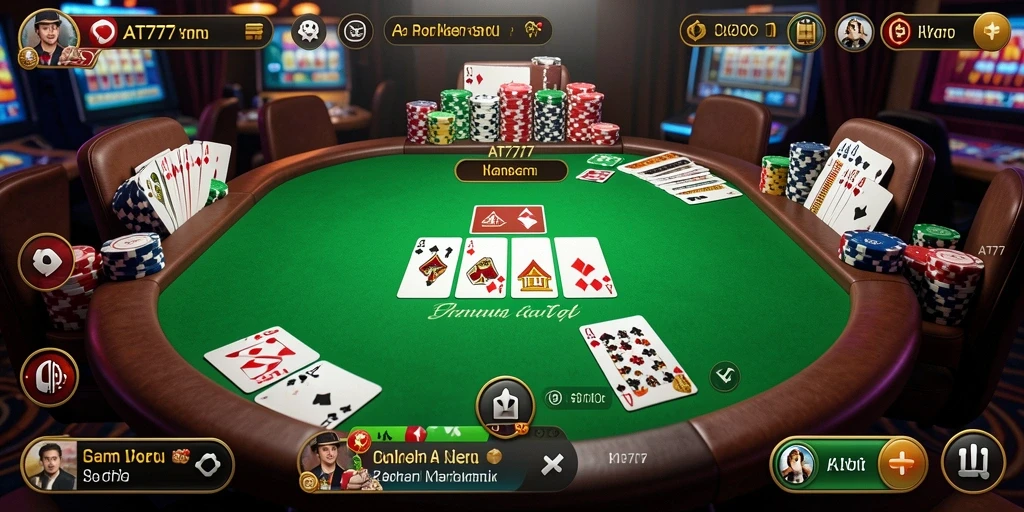 Tampilan menarik dari gameplay Poker AT777 yang mendebarkan.