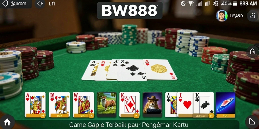 Screenshot gameplay BW888 menampilkan aksi seru dalam permainan Gaple.