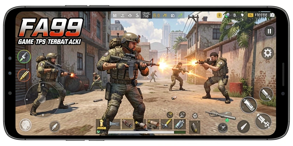 Tampilan gameplay seru dalam FA99 dengan aksi menegangkan.