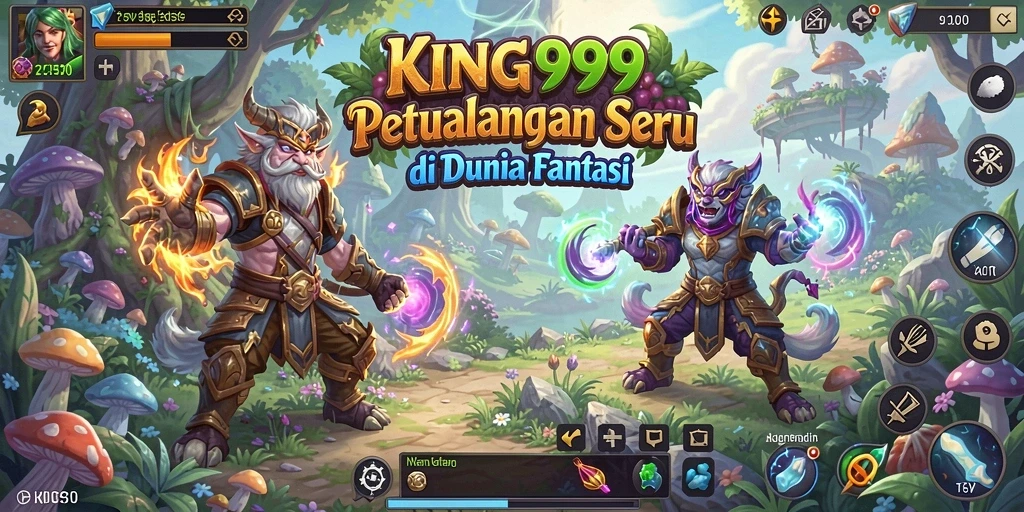 Screenshot KING999 menampilkan pemain menjelajahi hutan penuh misteri.