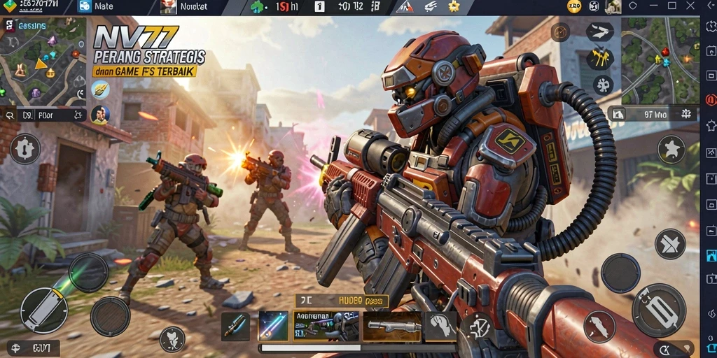 Gambaran gameplay NV77 dengan aksi tembak-menembak yang intens.