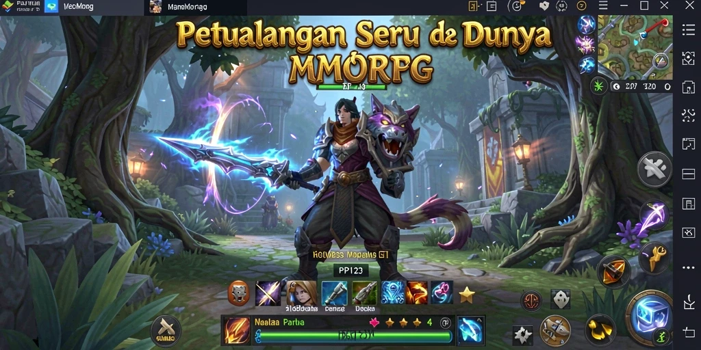 Screenshot permainan PP123 menunjukkan aksi epik di dunia MMORPG.