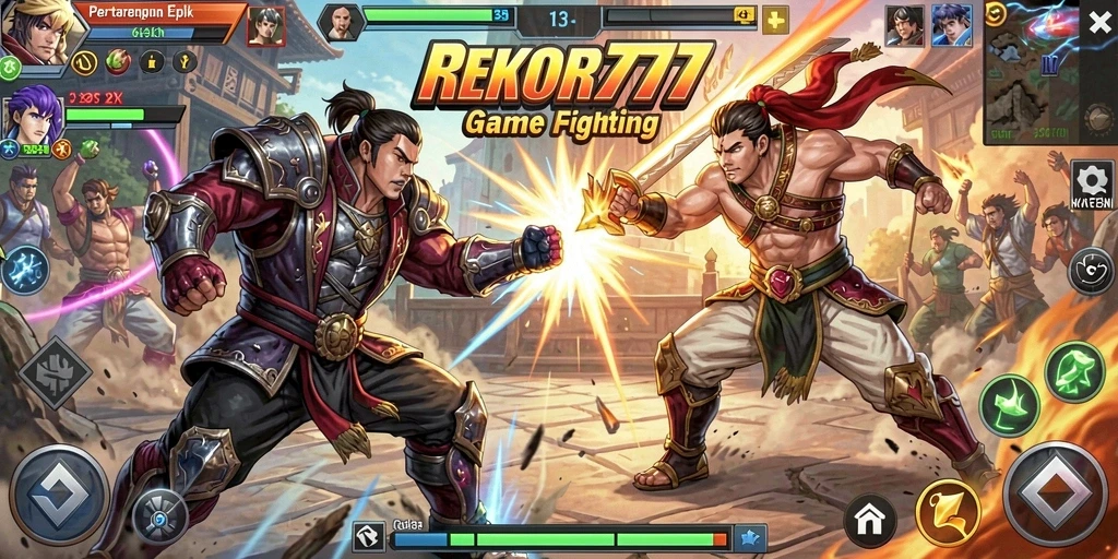 Screenshot menunjukkan aksi pertarungan seru dalam REKOR777.