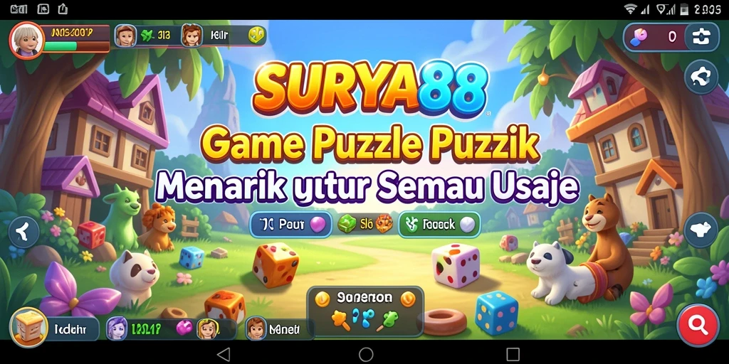Screenshot SURYA88 menampilkan gameplay penuh warna dan tantangan Puzzle.