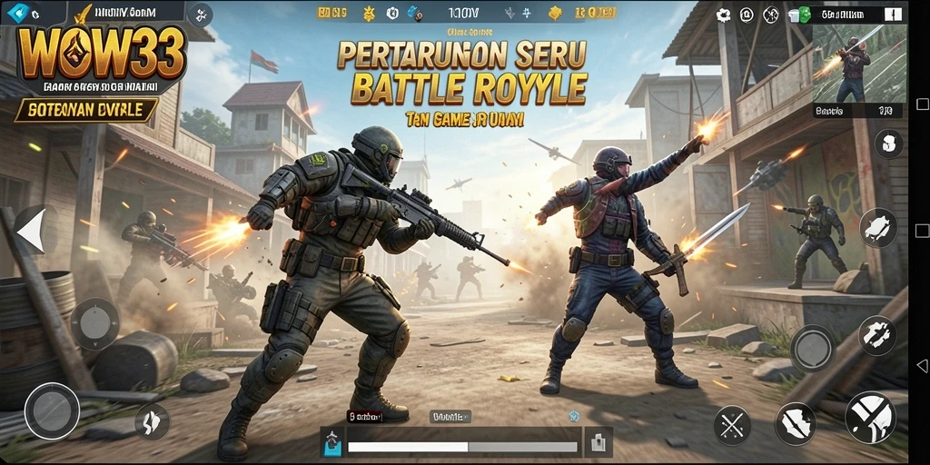 Tampilan gameplay intens di arena Battle Royale.
